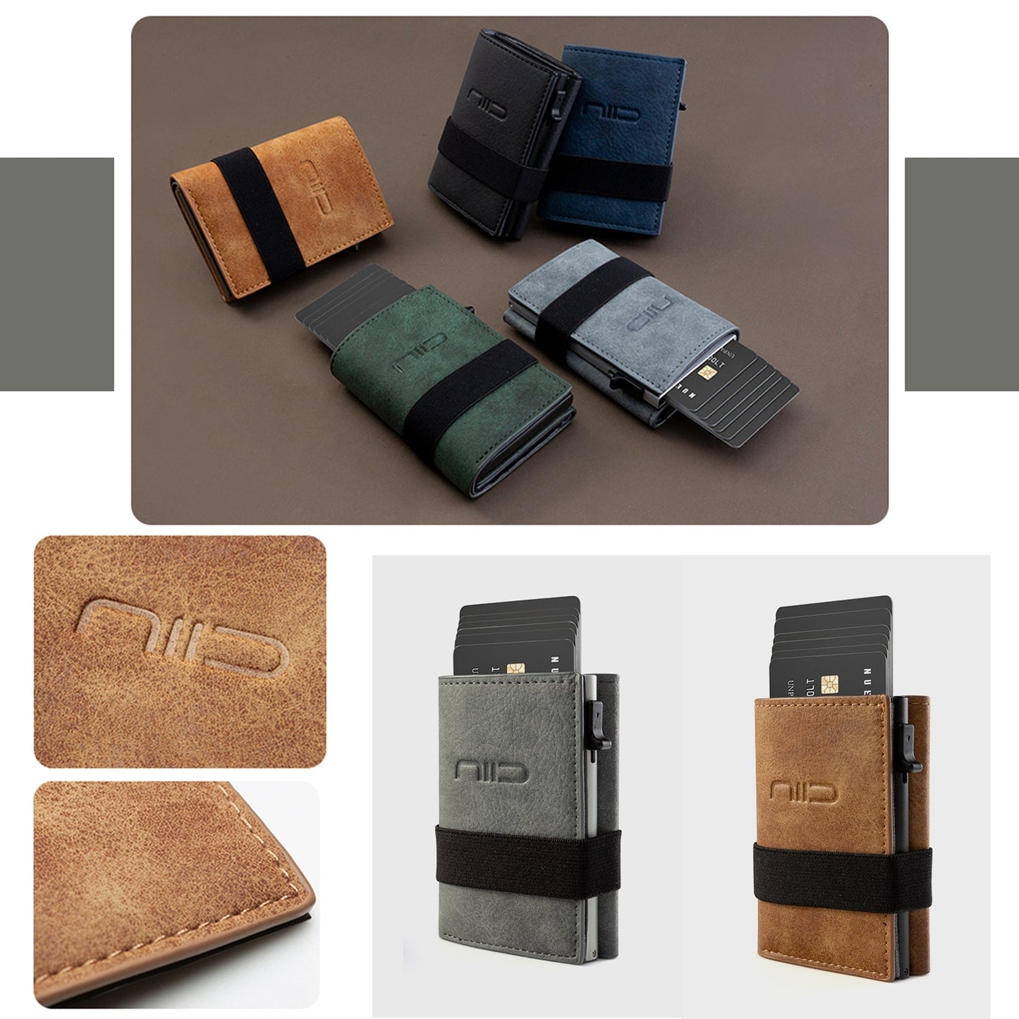 NIID Slide II Vegan Leather Mini Wallet Dark Green